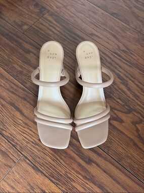 a new day Neutral Nude Strappy Block Heel Sandals
